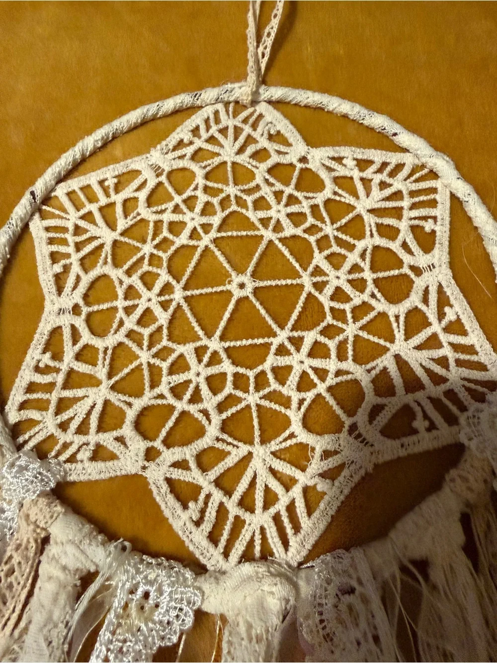 Urban Outfitters Cream Lace Dreamcatcher Wall Hanging